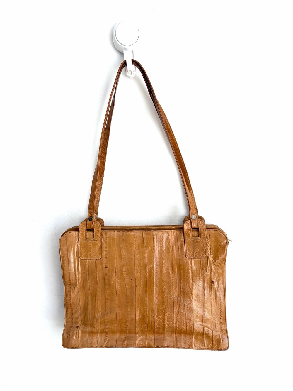 Vintage 1970s Boho Brown Paneled Leather Shoulder Bag